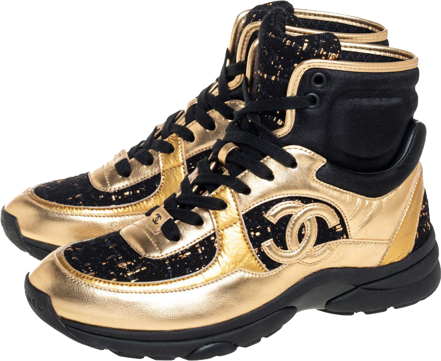 Chanel Black & Gold Hightop Sneakers | Glamber Alert by Deandrea Wright